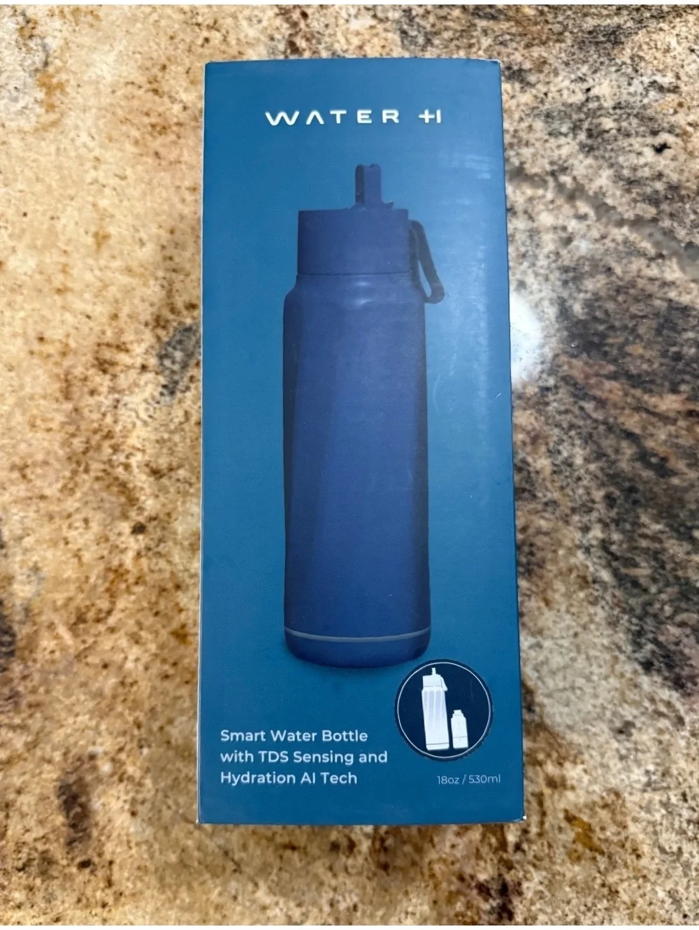 Water H Smart Water Bottle with TDS Sensing and Hydration AI Tech 18 oz